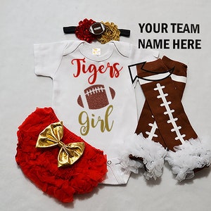 baby girls football outfit - baby football jersey - girls football bodysuit - baby girls college football outfit - girl high school football