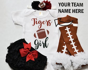 baby girls football outfit - baby football jersey - girls football bodysuit - baby girls college football outfit - girl high school football