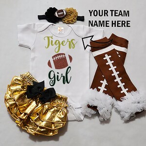 baby girls football outfit - baby football jersey - girls football bodysuit - baby girls college football outfit - girl high school football