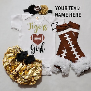 baby girls football outfit - baby football jersey - girls football bodysuit - baby girls college football outfit - girl high school football