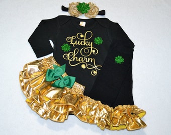 saint patricks day baby girl outfit -  baby girl saint patricks day outfit - baby girl my first st patricks day - st patricks day girl