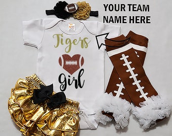 baby girls football outfit - baby football jersey - girls football bodysuit - baby girls college football outfit - girl high school football