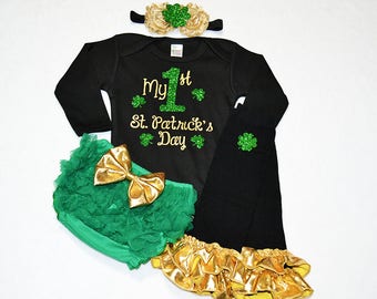 saint patricks day baby girl outfit -  baby girl saint patricks day outfit - baby girl my first st patricks day - st patricks day girl