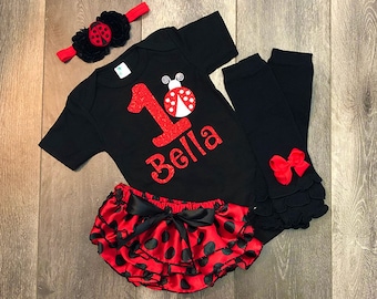 Ladybug Outfit Personalized Ladybug Outfit Ladybug One Piece Ladybug Halloween Outfit Ladybug Dress with Hat Baby Girl Birthday