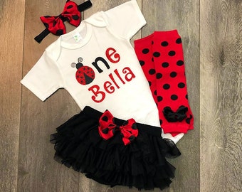 Girls ladybug 1st birthday outfit, girls 1st birthday outfit, ladybug 1st birthday theme, ladybug 1st birthday shirt - personalized ladybug