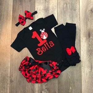 Girls ladybug 1st birthday outfit, girls 1st birthday outfit, ladybug 1st birthday theme, ladybug 1st birthday shirt - personalized ladybug