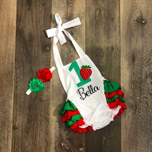 strawberry 1st birthday outfit - strawberry 1st birthday romper - strawberry 1st birthday outfit - girl 1st birthday outfit, stawberry theme