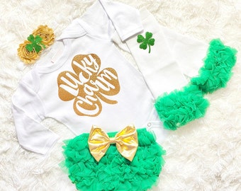 saint patricks day baby girl outfit - baby meisje saint patricks day outfit - baby meisje mijn eerste st patricks dag - st patricks day girl