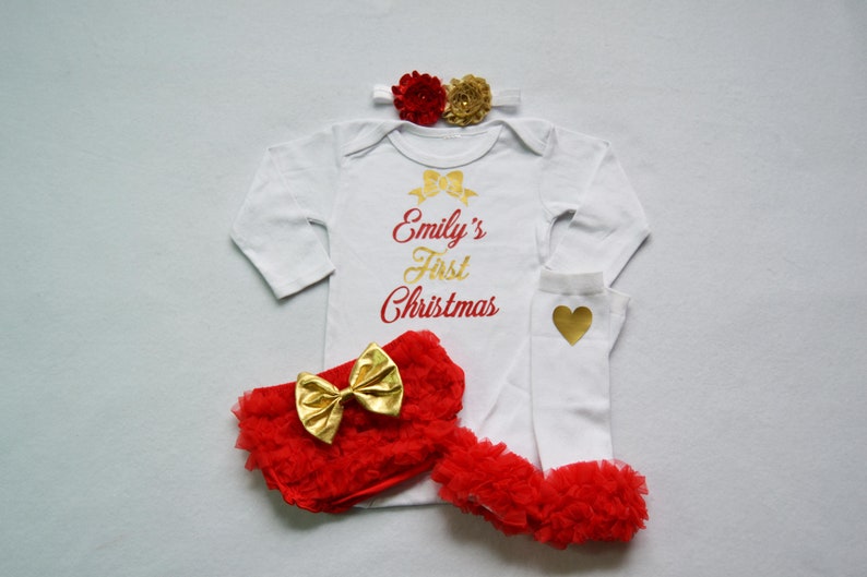 my first christmas baby girl outfit personalized baby girl christmas outfit my 1st christmas baby red and gold baby girl christmas