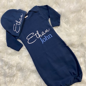 Newborn boys coming home outfit - newborn boys baby gown - newborn boys take home outfit - newborn boys hospital outfit
