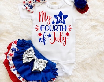 Niñas, mi primer atuendo para el 4 de julio - Niñas, mi primer atuendo para el 4 de julio - Niñas, mi primera camiseta para el 4 de julio -