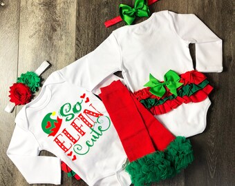 bebé niñas elfo traje de navidad, mi primer traje de niñas navidad, mi 1a navidad bebé niñas traje, niñas niñas navidad elfo camisa