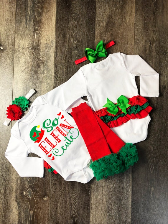Baby Girls Elf Christmas Outfit, My First Christmas Baby Girls