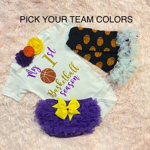 my 1st basketball season - my first basketball season - baby girls basketball  outfit - baby basketball jersey -baby girls basketball shirt