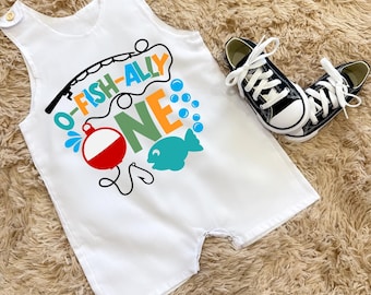 Traje de primer cumpleaños para niños - Traje de Ofishally One para niños - Cumpleaños de Ofishally One para niños - Invitación de pesca para niños - Invitaciones de Ofishally One