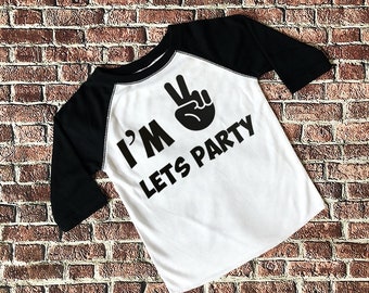 boys 2nd birthday shirt - boys second bithday shirt - im two lets party birthday shirt - boys 2nd birthday raglan shirt  boys baseball shirt