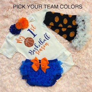 my 1st basketball season - my first basketball season - baby girls basketball  outfit - baby basketball jersey -baby girls basketball shirt