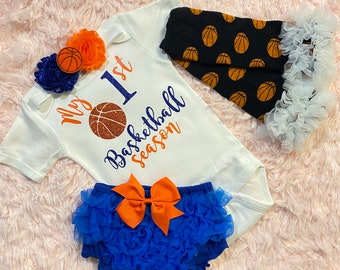 my 1st basketball season - my first basketball season - baby girls basketball  outfit - baby basketball jersey -baby girls basketball shirt