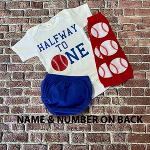 boys half birthday outfit - boys six month birthday - boys 6 month - boys halfway to one - boys baseball outfit - half way to one shirt