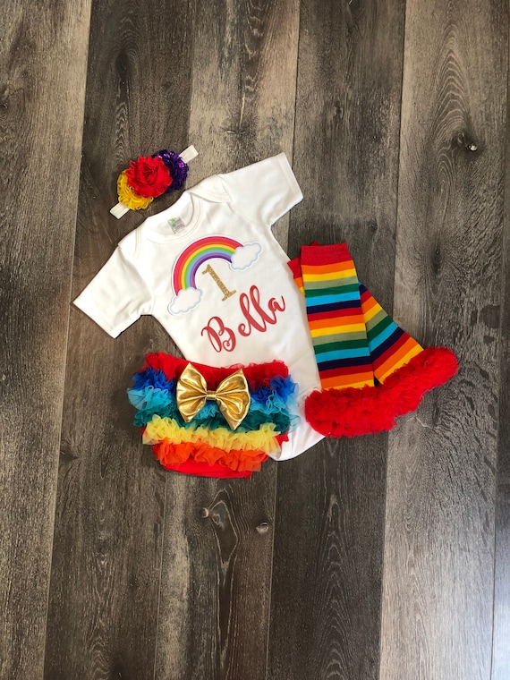 rainbow first birthday outfit girl