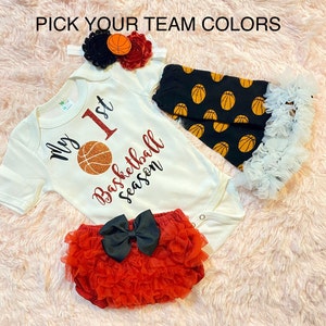 my 1st basketball season - my first basketball season - baby girls basketball  outfit - baby basketball jersey -baby girls basketball shirt