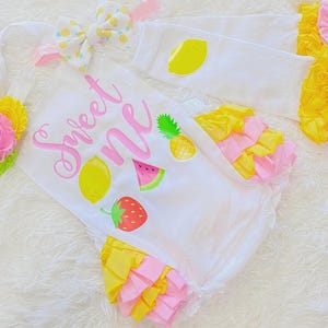 tutti fruity girls birthday outfit - girls 1st birthday fruit outfit - girl fruit theme birthday - girl fruit 1st birthday invitations