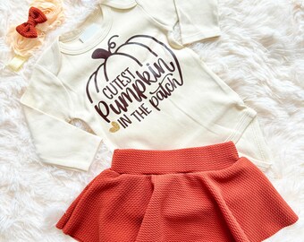 Traje de calabaza para niñas - traje de Acción de Gracias para niñas - traje de calabaza para bebé - traje de Acción de Gracias para recién nacidos - mi primer traje de Acción de Gracias
