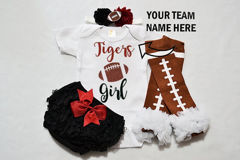 baby girls football outfit baby football jersey girls football bodysuit baby girls college football outfit girl high school football image 1