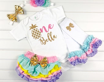 girls pineapple 1st birthday outfit, girls 1st birthday outfit, girls personalized 1st birthday, girls pineapple first birthday, donut shirt