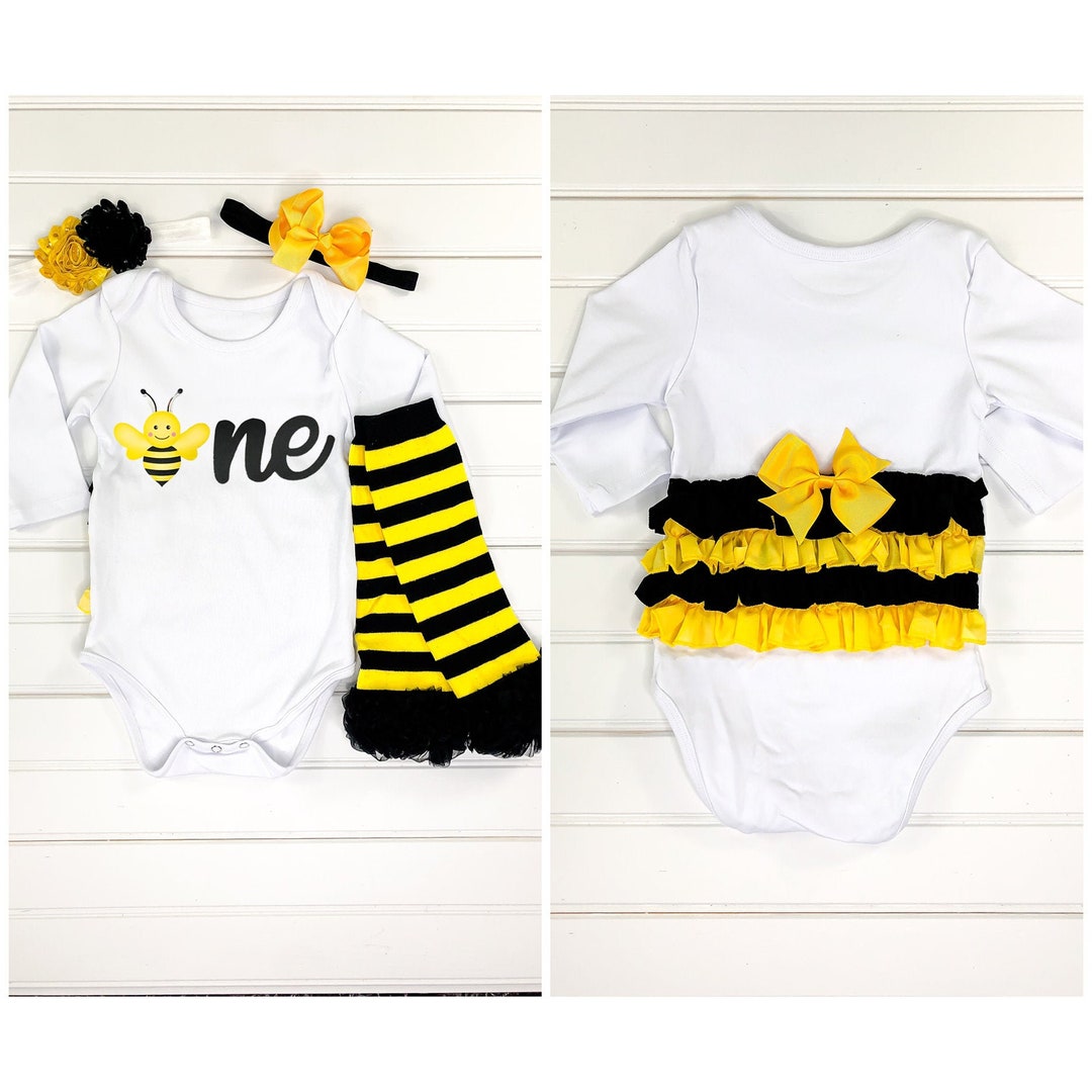 Girls Bumble Bee 1st Birthday Outfit Bee 1st Birthday Outfit Etsy