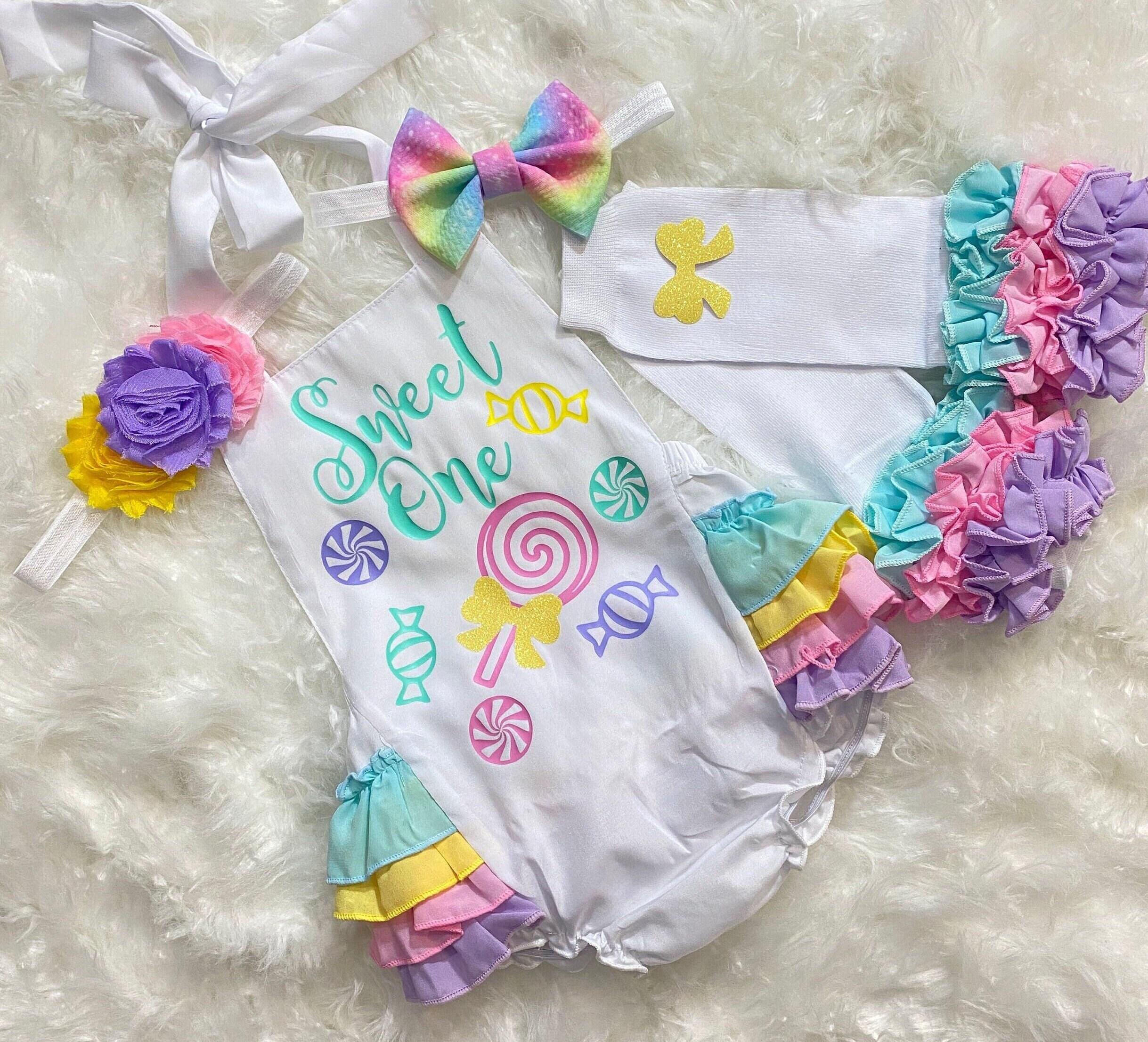 Candy Birthday Outfit, Candy Headband Set, Sweet One Birthday 
