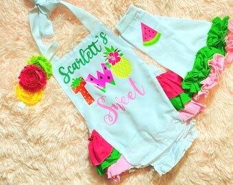 tutti fruity girls birthday outfit - girls 2nd birthday twotti fruity - girl fruit theme birthday - girls fruit 2nd birthday outfit