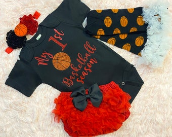 my 1st basketball season - my first basketball season - baby girls basketball  outfit - baby basketball jersey -baby girls basketball shirt