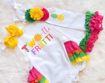 twotti fruity girls birthday outfit - girls two fruit birthday outfit  - girls 2nd fruit birthday outfit - twotti fruity invitation