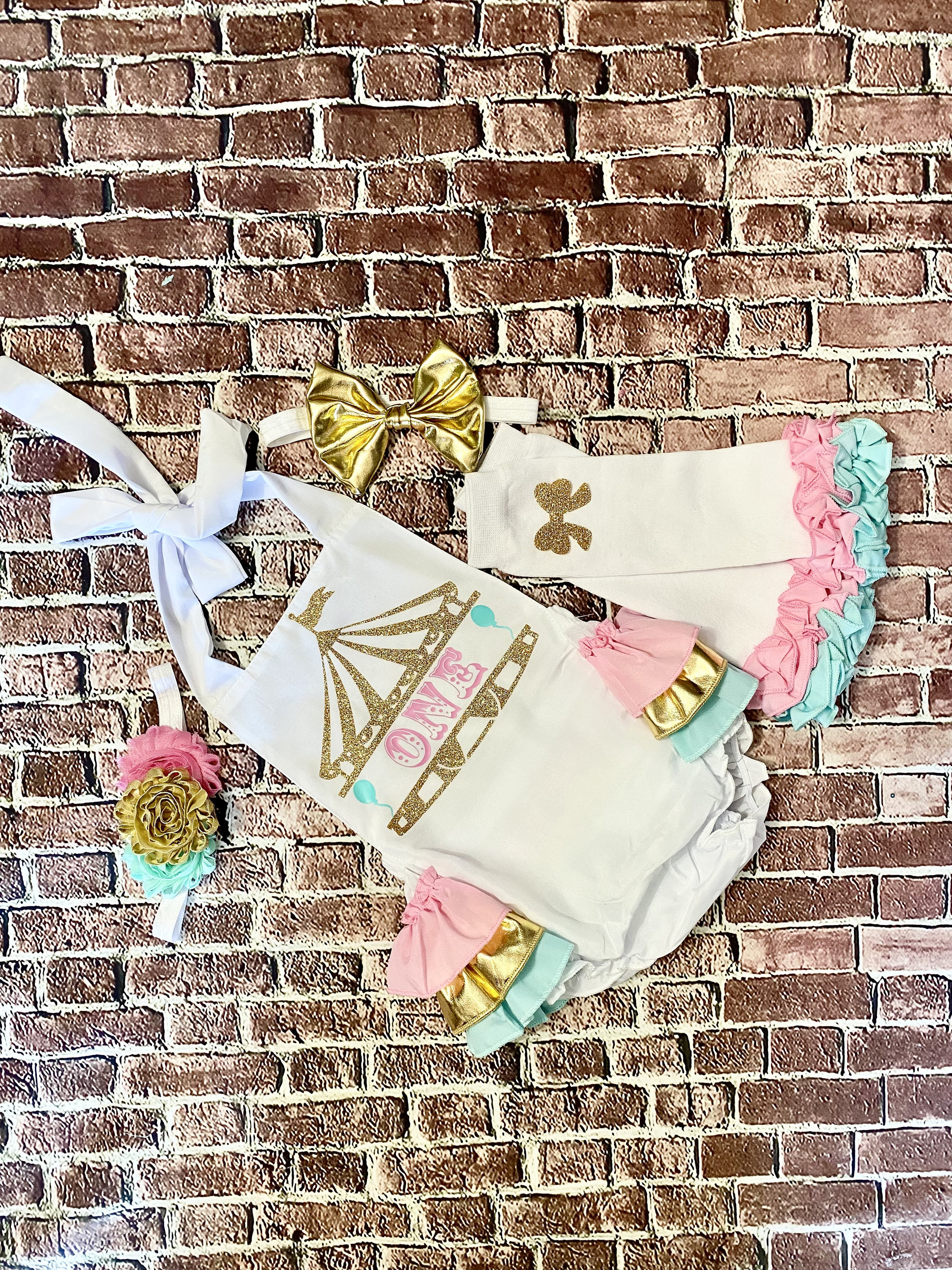 girls circus 1st birthday romper, girls carnival 1st birthday outfit,  girls pastel circus1st birthday, circus first birthday