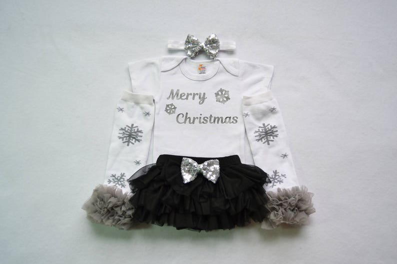 silver and white baby christmas my 1st christmas baby silver snowflake baby girl christmas outfit my first christmas baby girl outfit