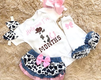 Vestito da rodeo per bambine di sei mesi - vestito da cowgirl per mezzo compleanno - cowgirl di sei mesi - santo cielo, ho 6 mesi - vestito da rodeo per bambine di mezzo compleanno