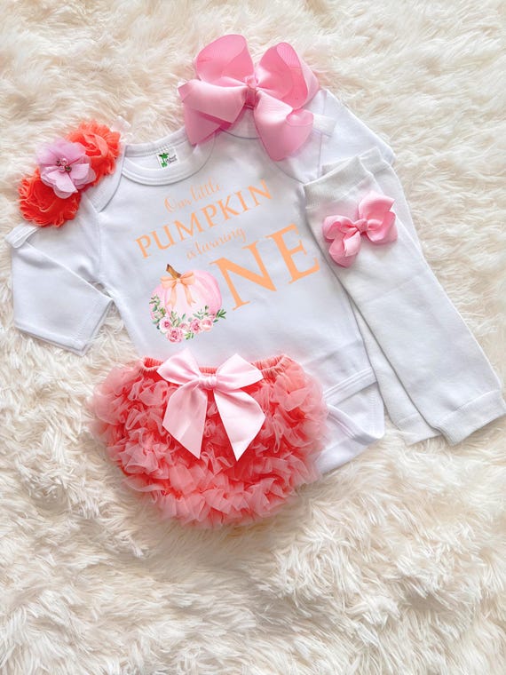 Girls Pumpkin 1st Birthday Outfit Pink Pumpkin First Birthday