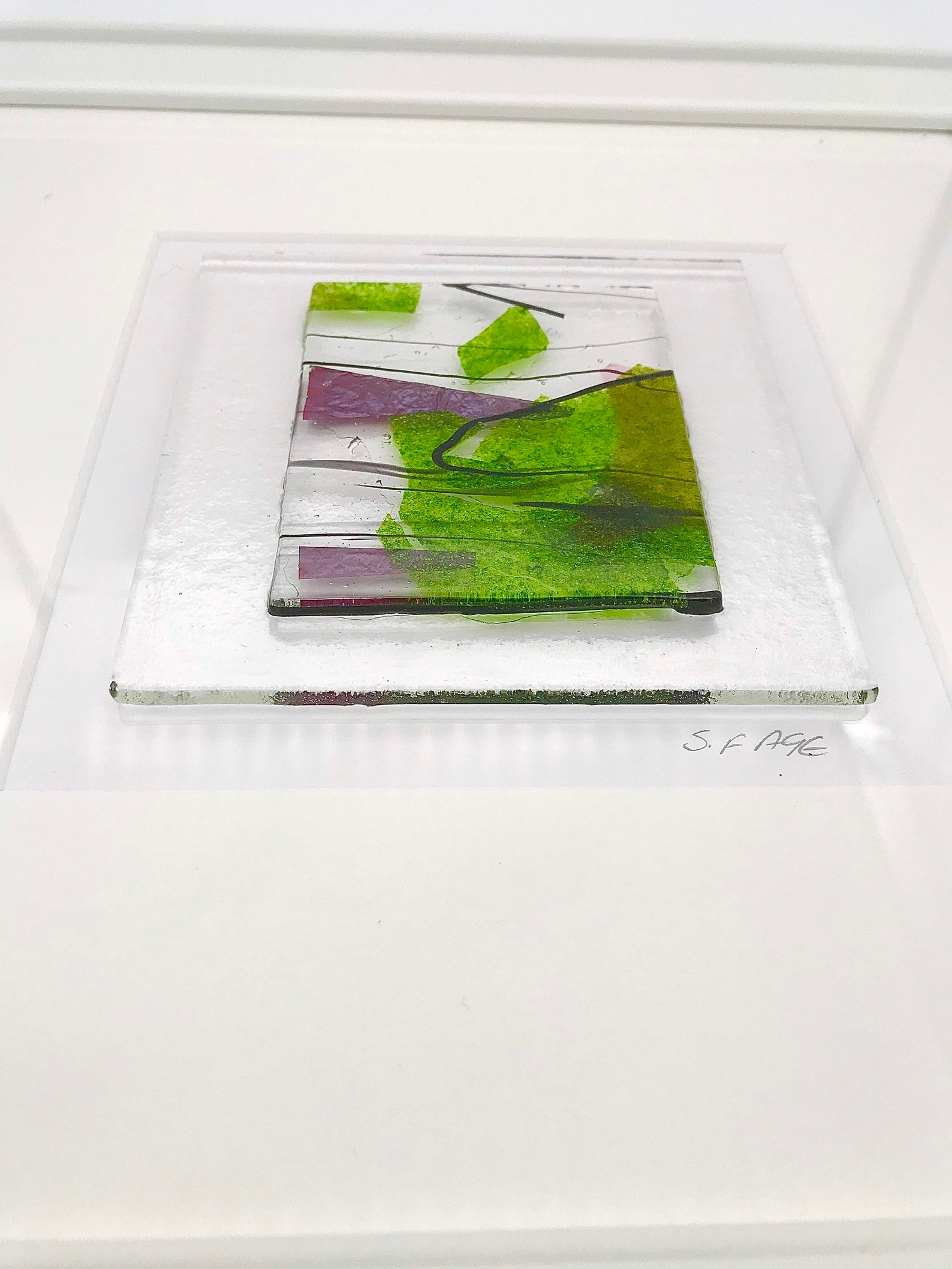 Fused Glass Abstract Art Copper Inclusion Framed Abstract Etsy UK