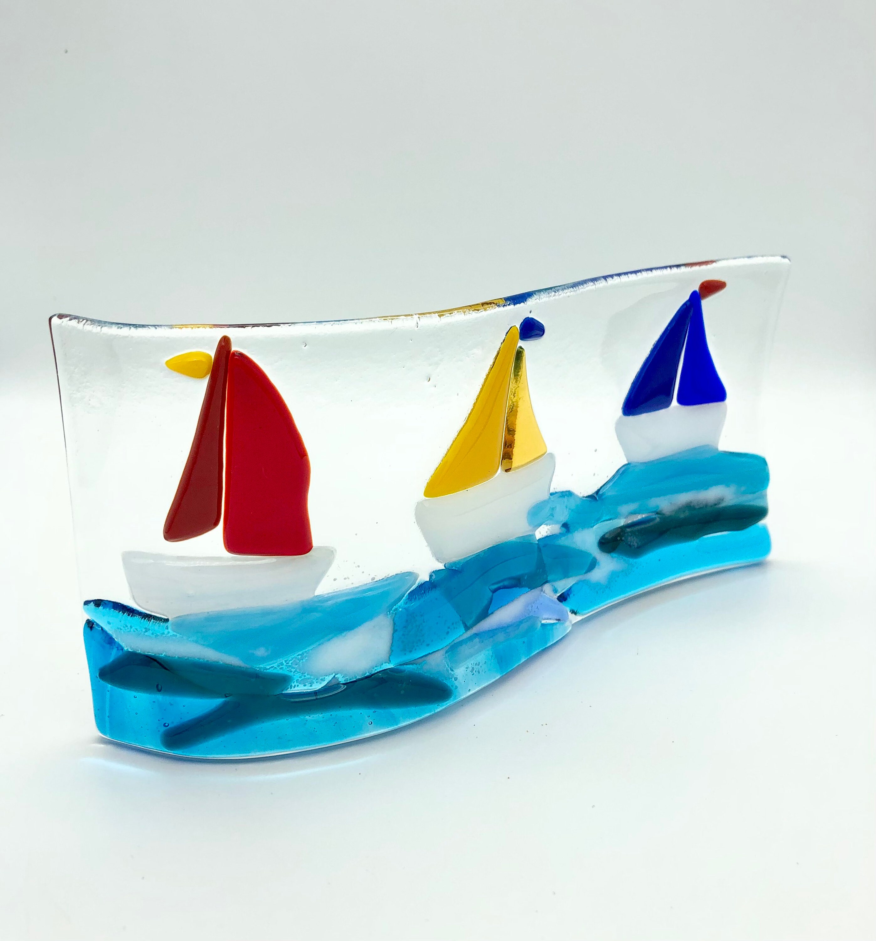 Fused glass sail boats sail boat sail boat art sail boat Etsy