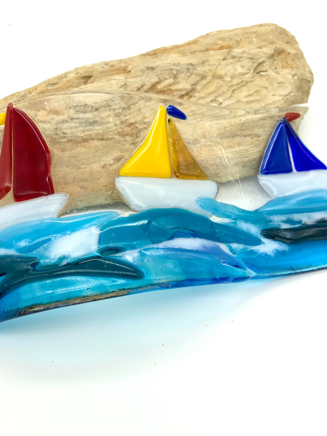 Fused glass sail boats sail boat sail boat art sail boat Etsy