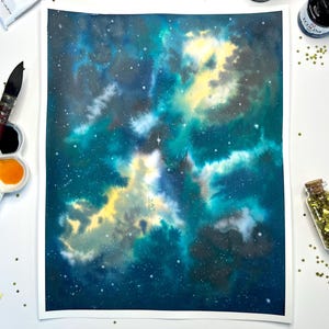 11x14 Original Nebula watercolor painting