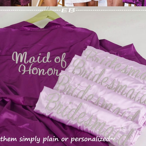 Purple Monogrammed Bridesmaid Robes Bridal Party Etsy