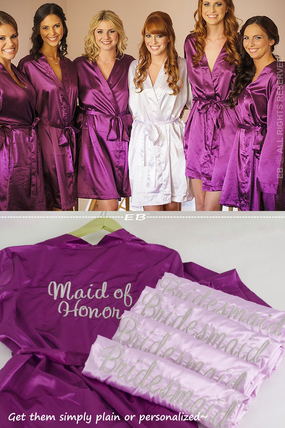 Purple Bridesmaid Robes, Monogram Bridesmaid Gift, Bachelorette Party