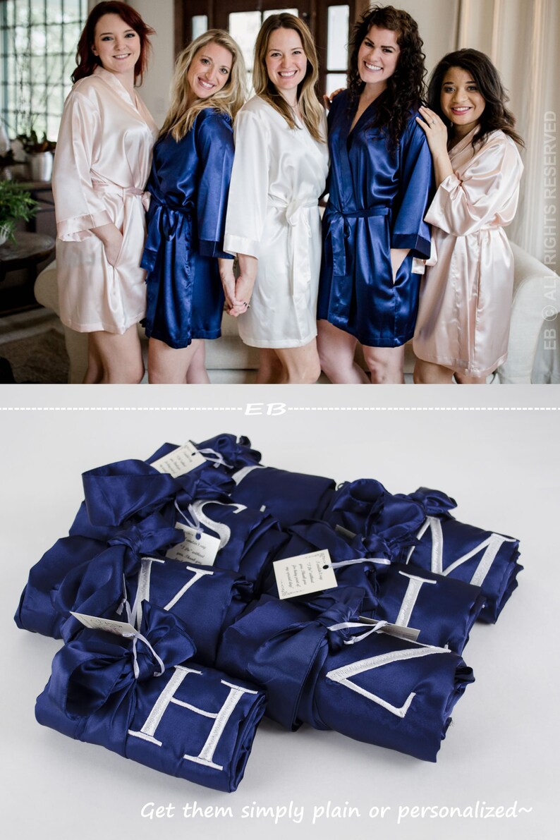 Bridesmaids Robes Set of 11 Slumber Party Robes Navy Etsy