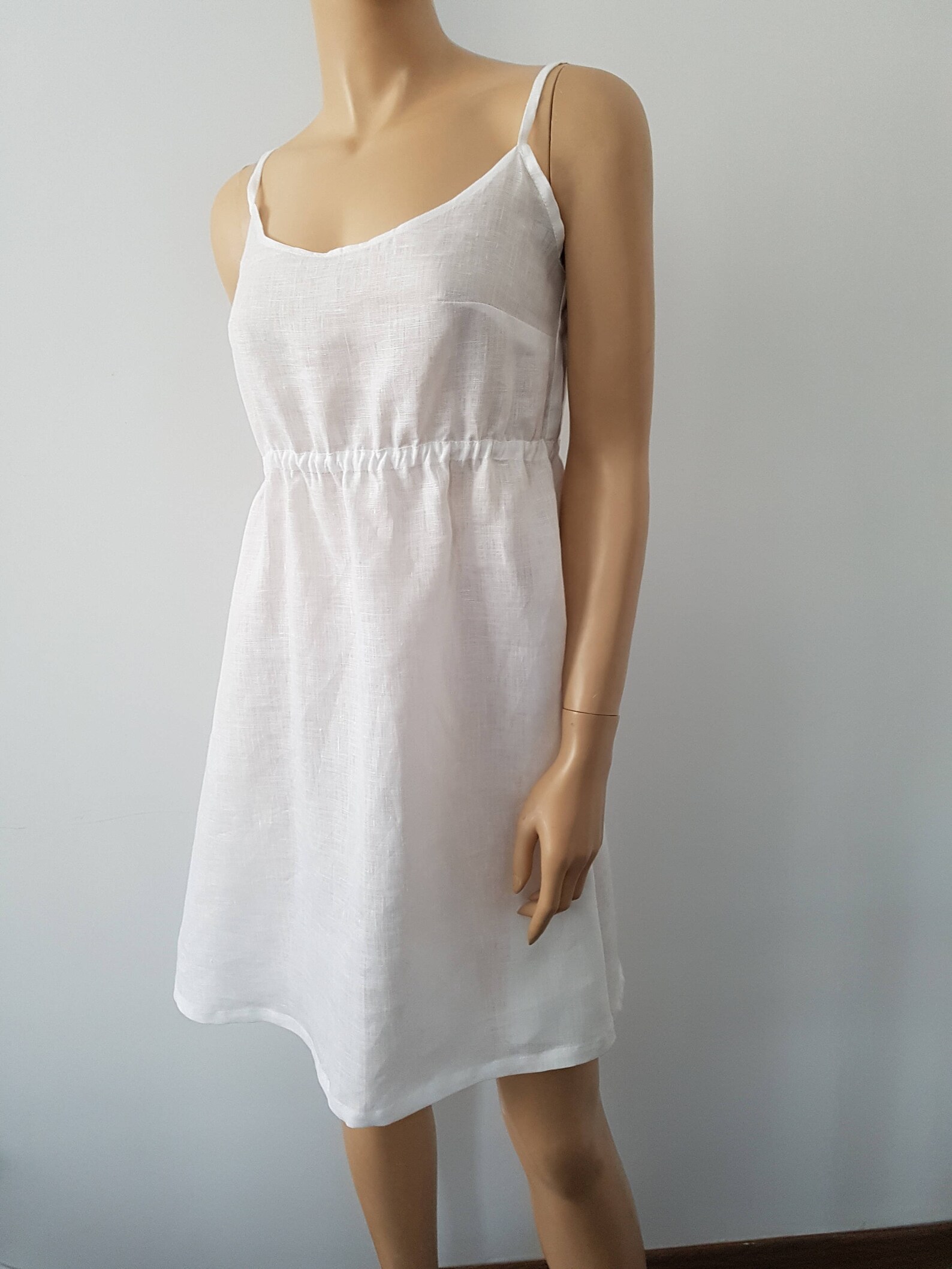 White linen nightgown sleevles light and comfortable Etsy
