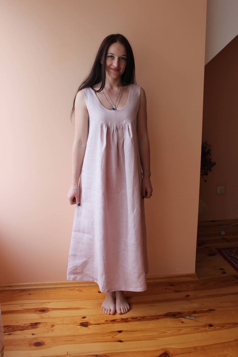 Linen nightgown sleevles light and comfortable nightdress Etsy