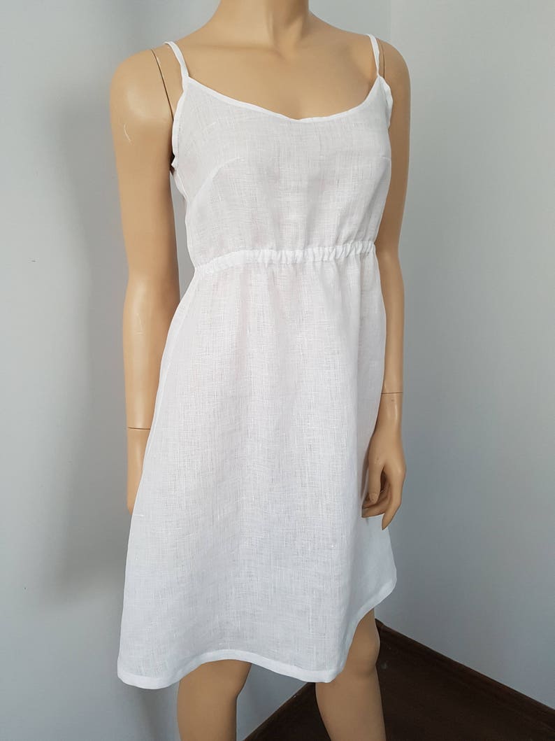 White linen nightgown sleevles light and comfortable | Etsy