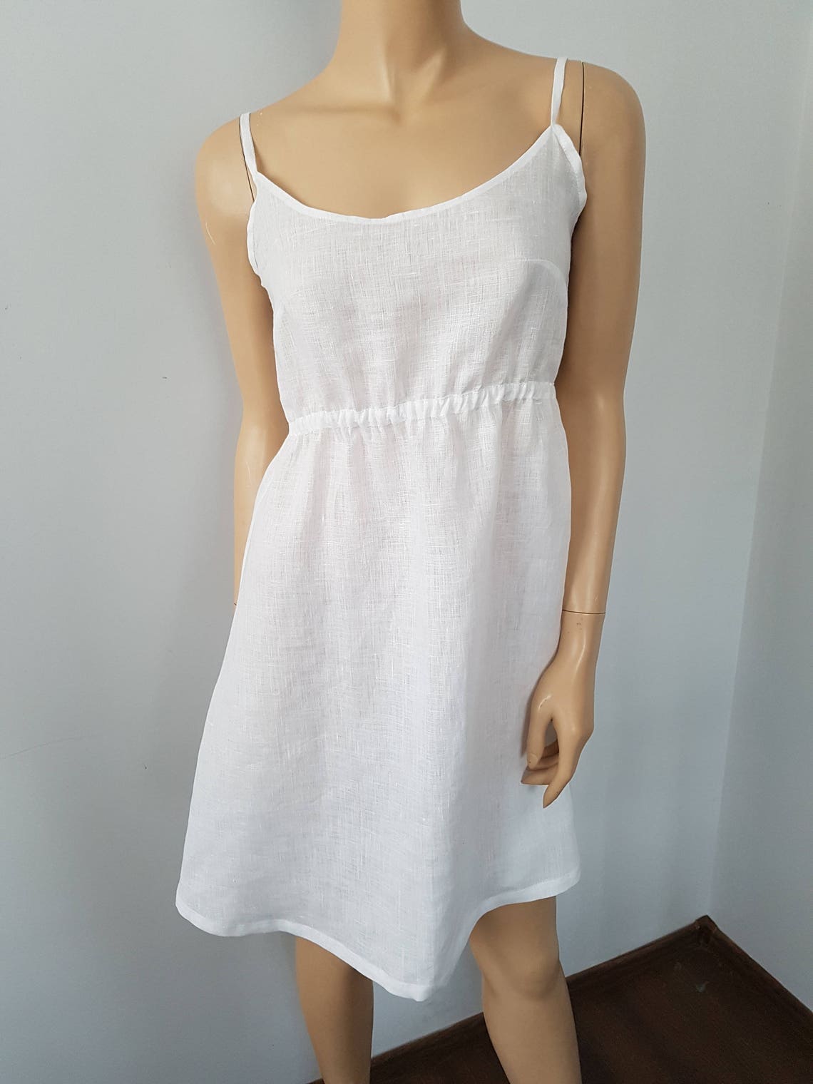 White linen nightgown sleevles light and comfortable Etsy