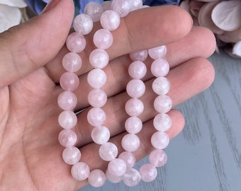 Madagascan Rose Quartz Bracelet, 8mm Natural Beads, Stretch Bracelet, Gift for her, Love, Self love, Friendship, Healing